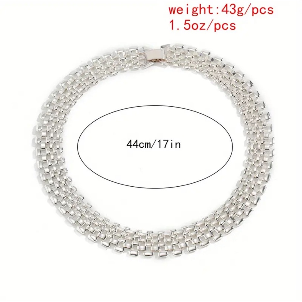 Exaggerated Hollow Chain Necklace Punk Hip-hop Style Silver Color Necklace - Picture 7 of 8